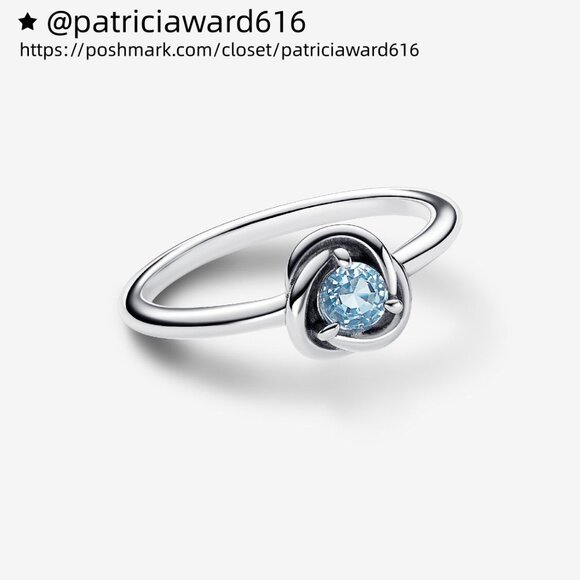 Pandora March Sea Aqua Blue Eternity Circle Ring - Picture 1 of 4